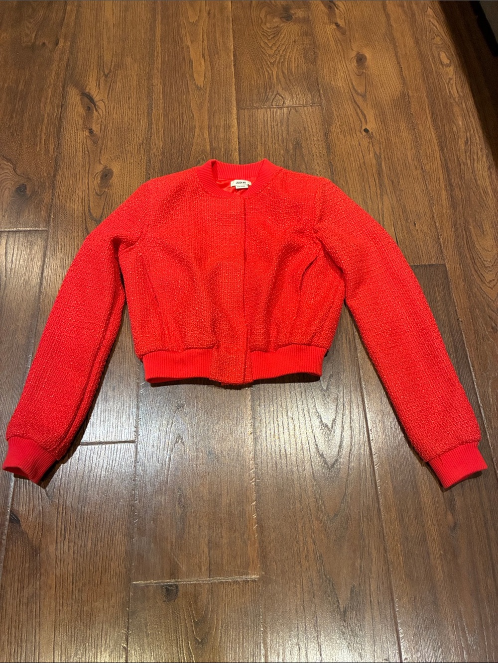 Jason Wu Red Cropped Bomber Jacket